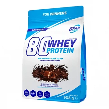 6PAK Nutrition 80 Whey Protein - 908g Chocolate/ Czekolada